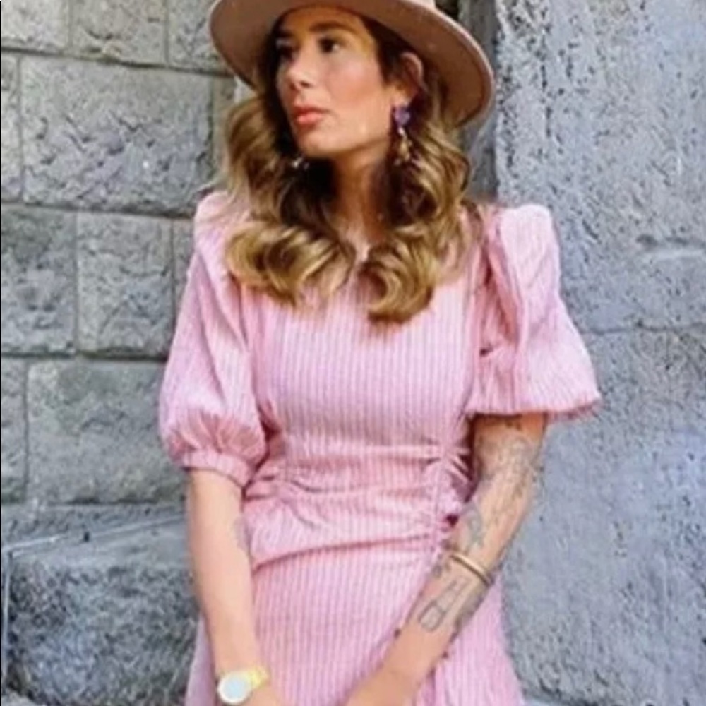 Zara pink draped midi dress